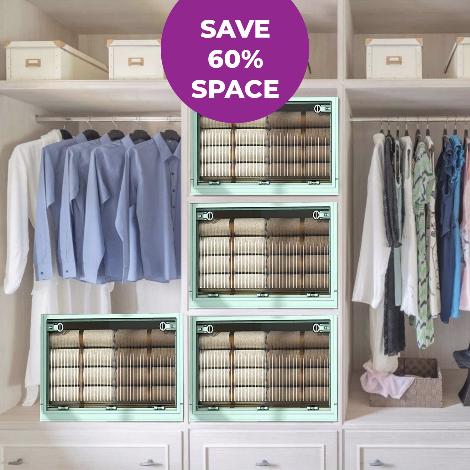 BlushBite™ Collapsible Plastic Storage Containers, For Clothes,Blankets,Toys etc.