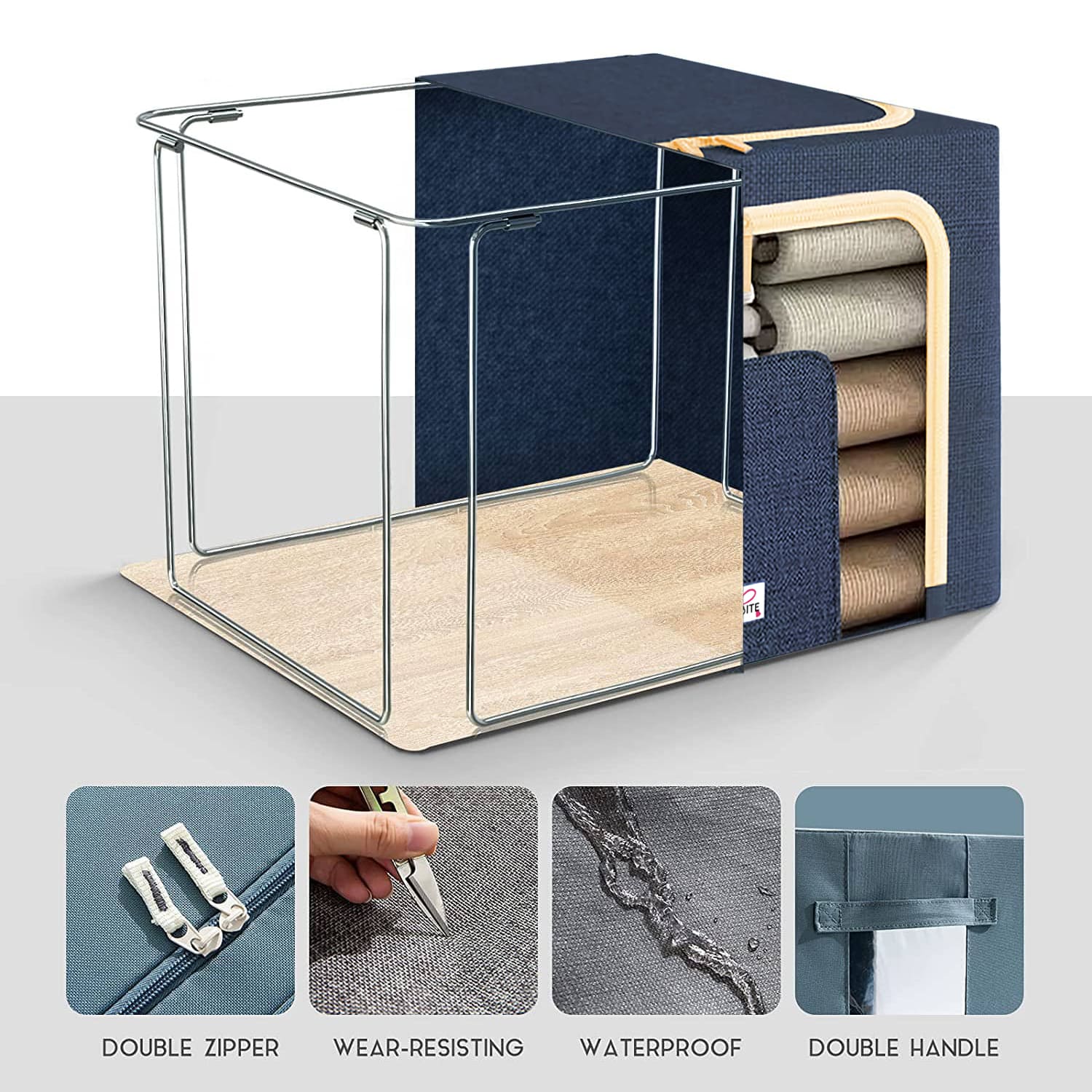 BlushBite™ Collapsible Fabric Storage Containers, For Clothes,Blankets, Toys etc.