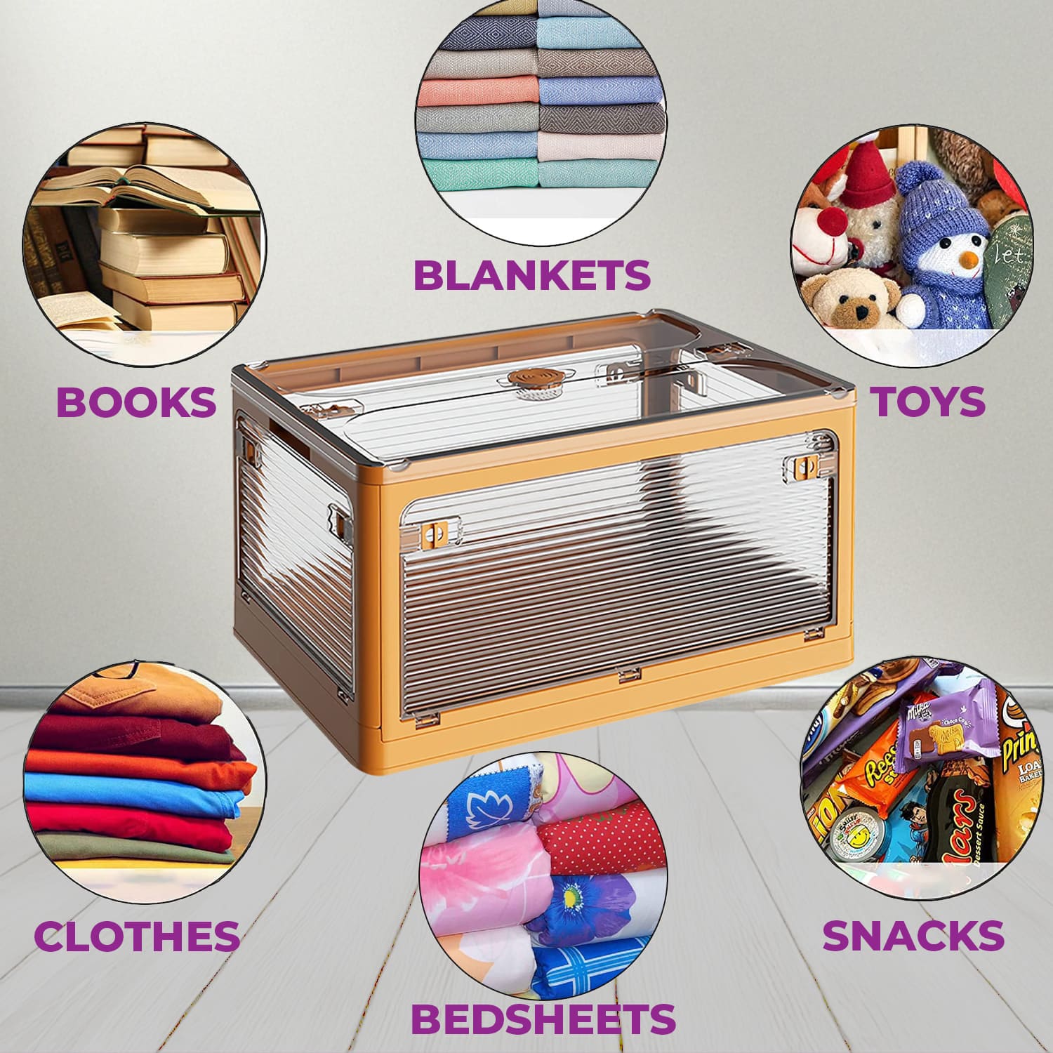 BlushBite™ Collapsible Plastic Storage Containers, For Clothes,Blankets,Toys etc.