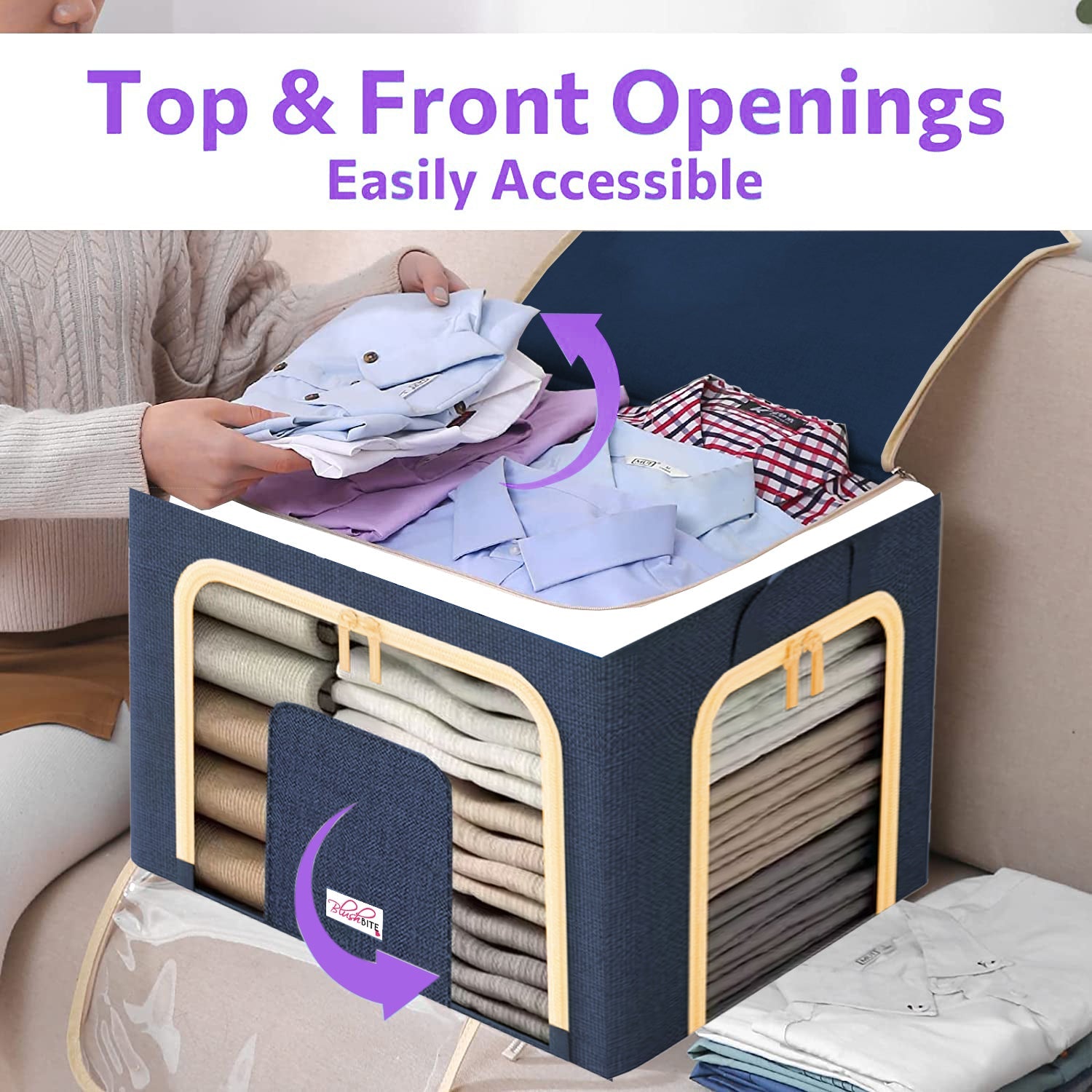 BlushBite™ Collapsible Fabric Storage Containers, For Clothes,Blankets, Toys etc.