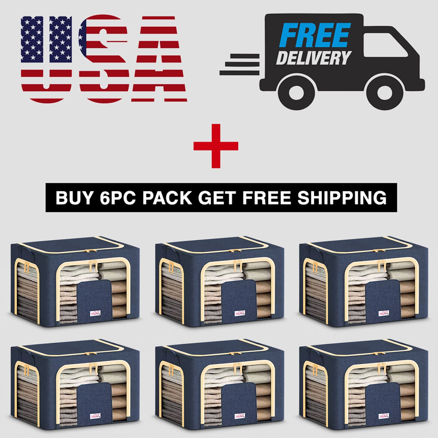 BlushBite™ Collapsible Fabric Storage Containers, For Clothes,Blankets, Toys etc.