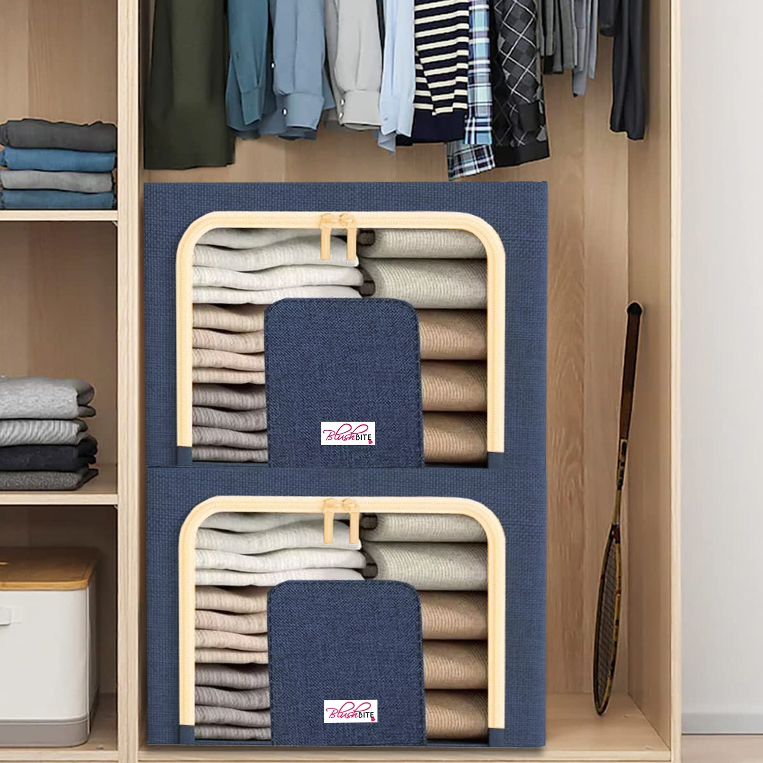 BlushBite™ Collapsible Fabric Storage Containers, For Clothes,Blankets, Toys etc.