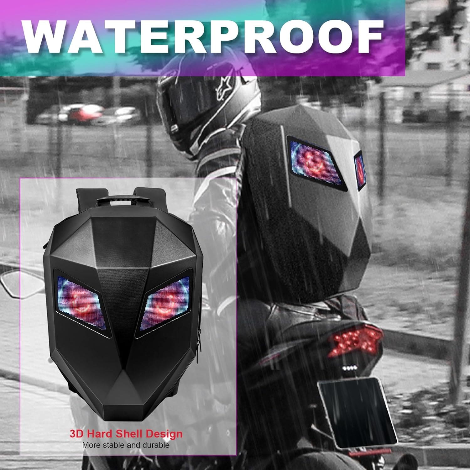 3D Glowing Eyes LED Display Smart Backpack.