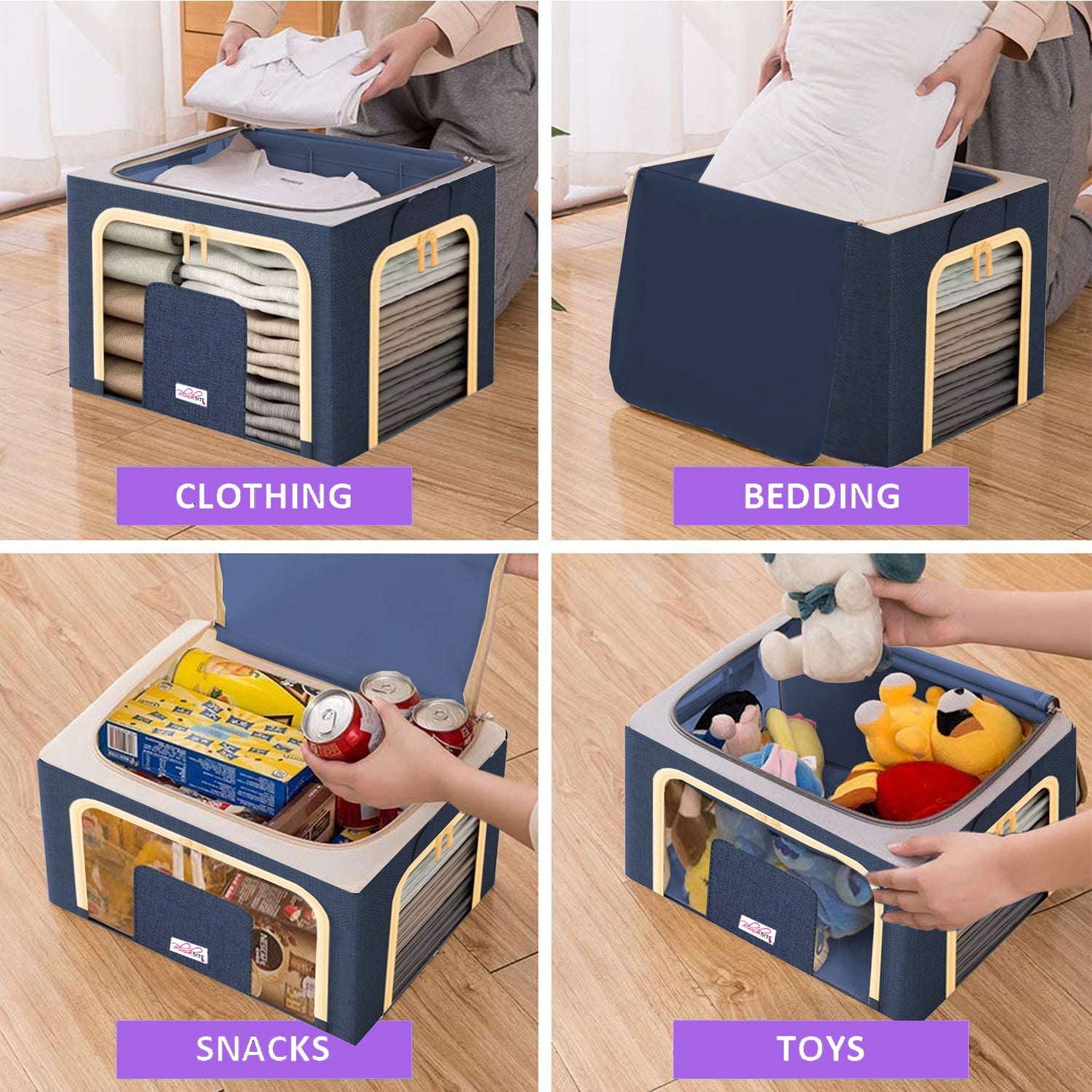 BlushBite™ Collapsible Fabric Storage Containers, For Clothes,Blankets, Toys etc.