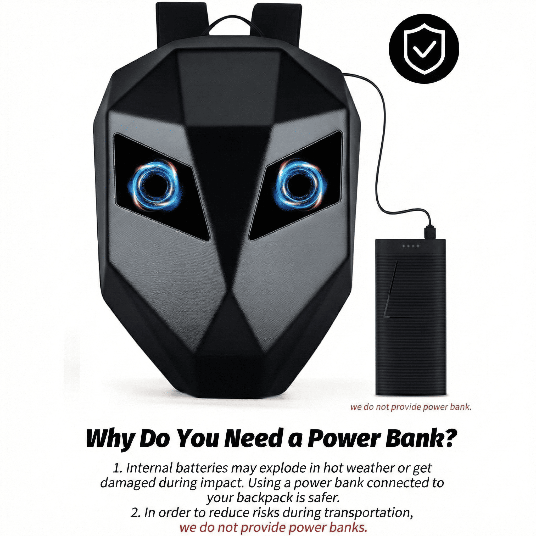 3D Glowing Eyes LED Display Smart Backpack.