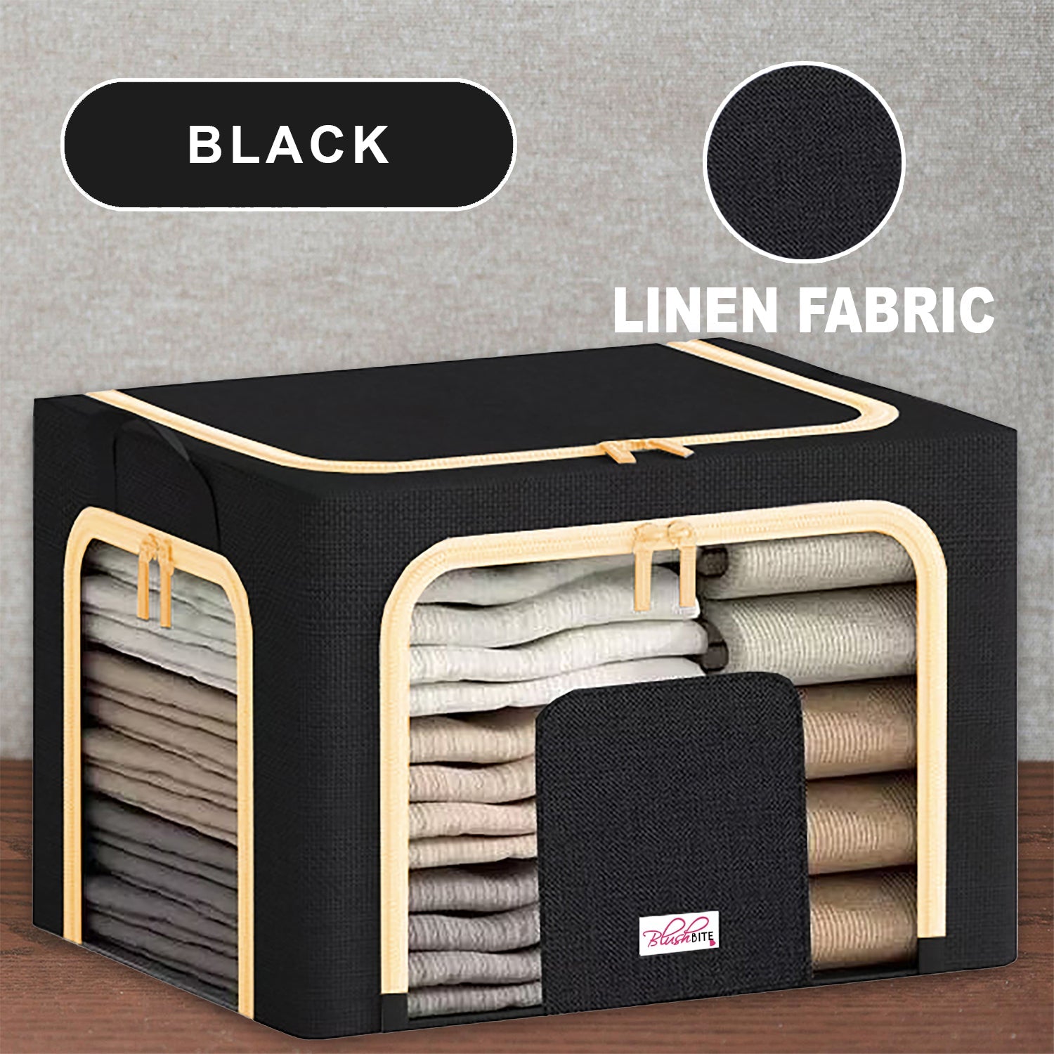 BlushBite™ Collapsible Fabric Storage Containers, For Clothes,Blankets, Toys etc.