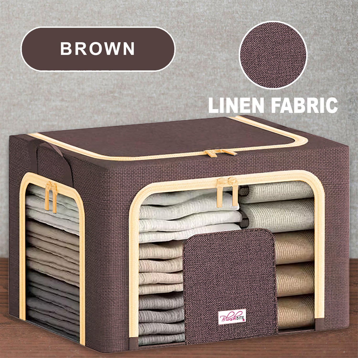 BlushBite™ Collapsible Fabric Storage Containers, For Clothes,Blankets, Toys etc.