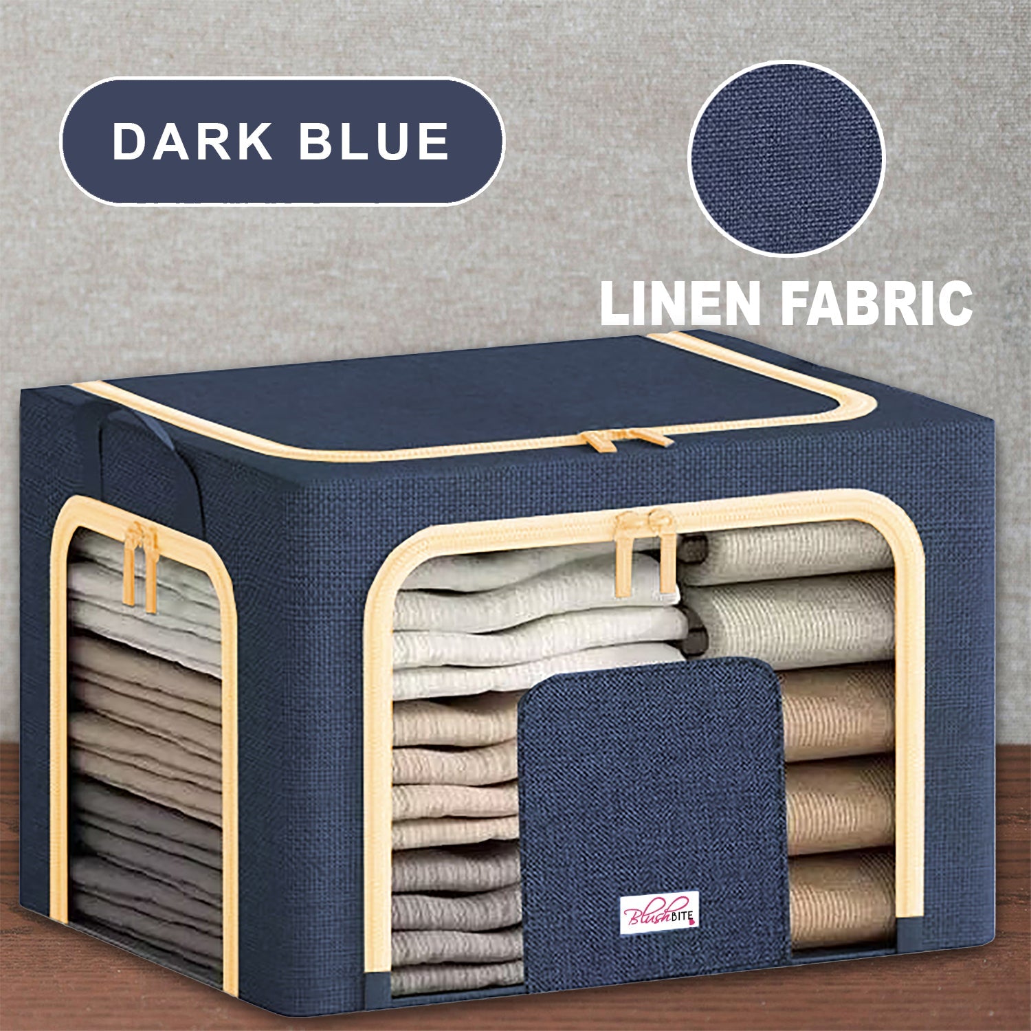 BlushBite™ Collapsible Fabric Storage Containers, For Clothes,Blankets, Toys etc.