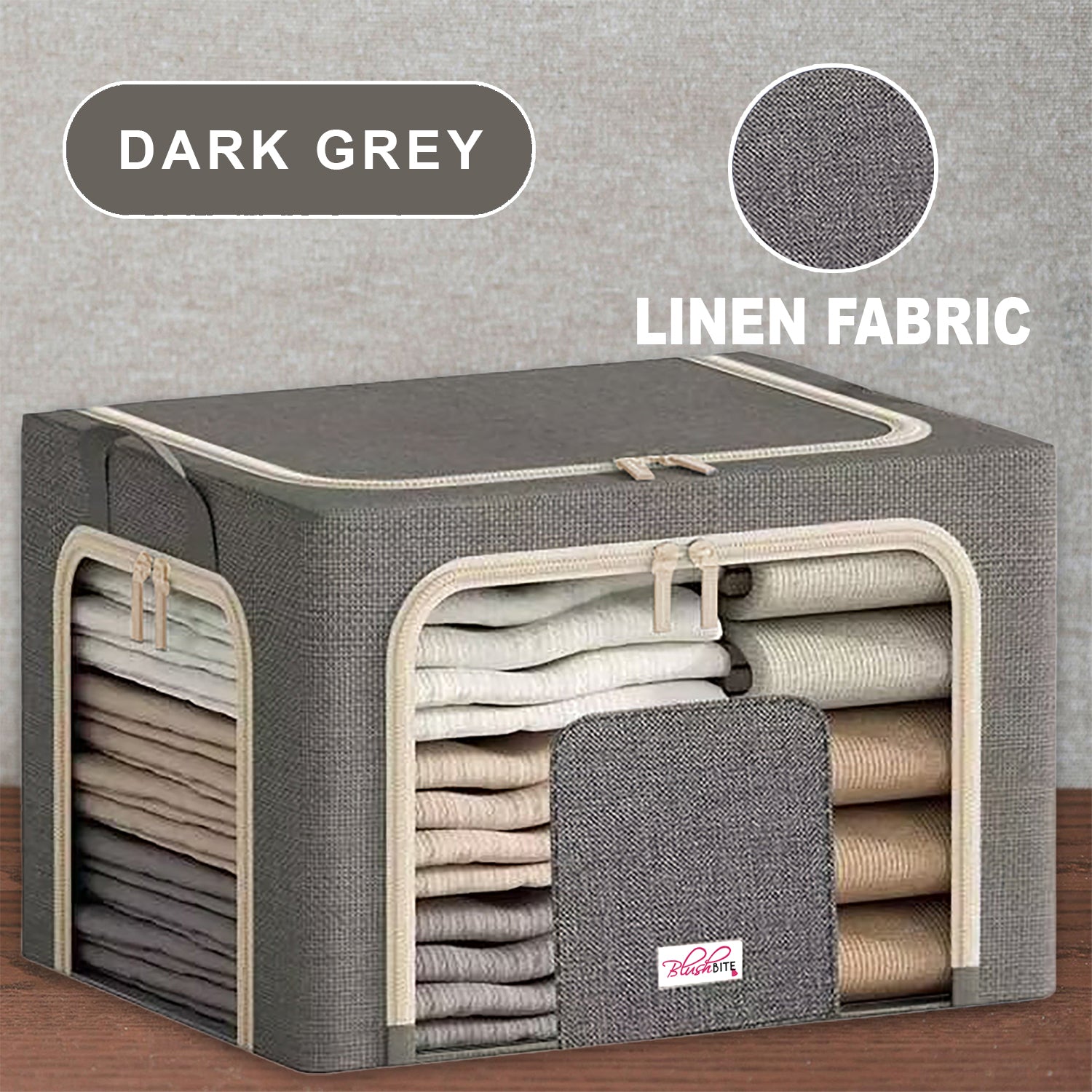 BlushBite™ Collapsible Fabric Storage Containers, For Clothes,Blankets, Toys etc.